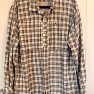 Simms Beige and Gray Plaid Casual Shirt